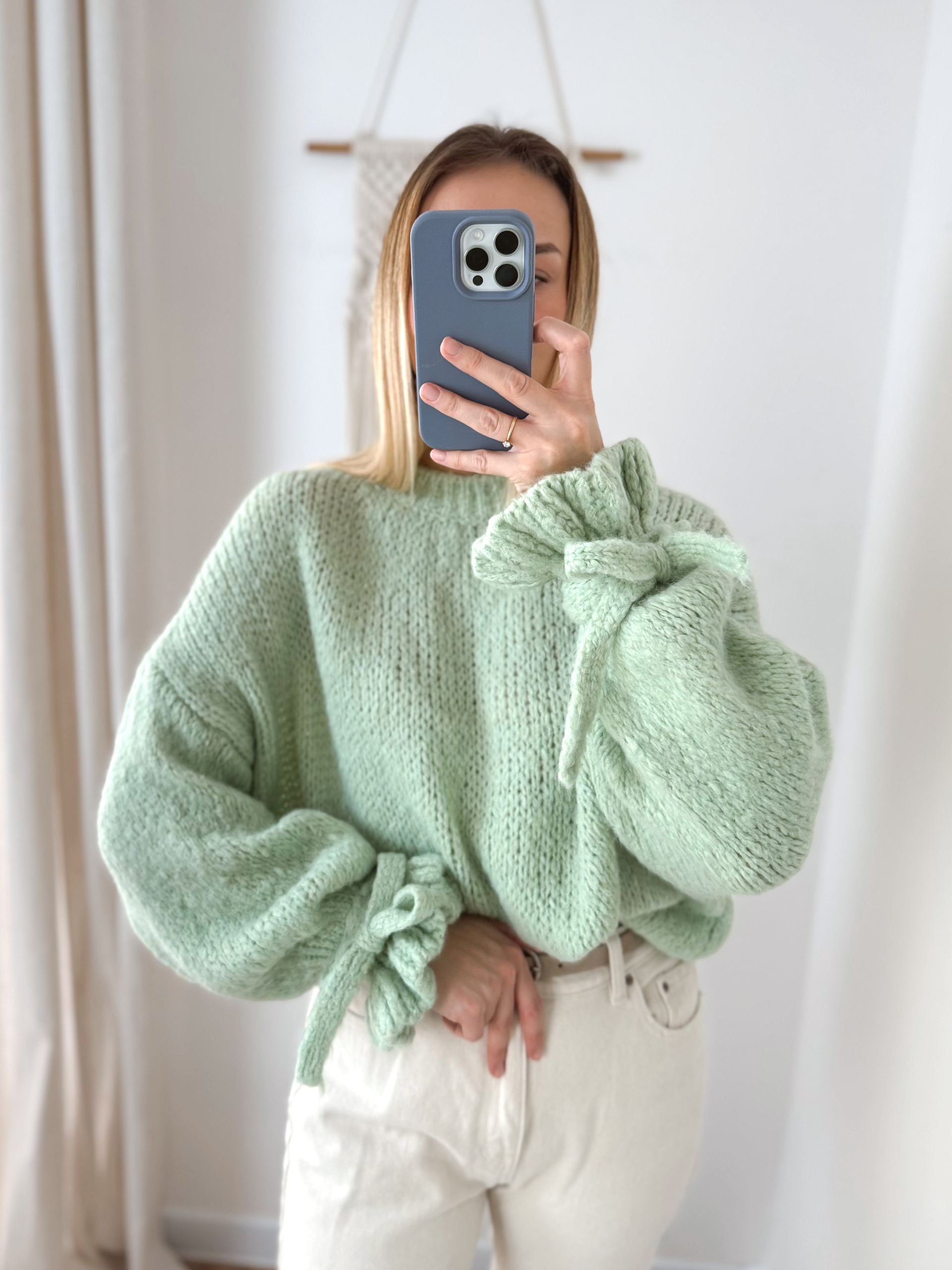 Sweter wiązany mięta