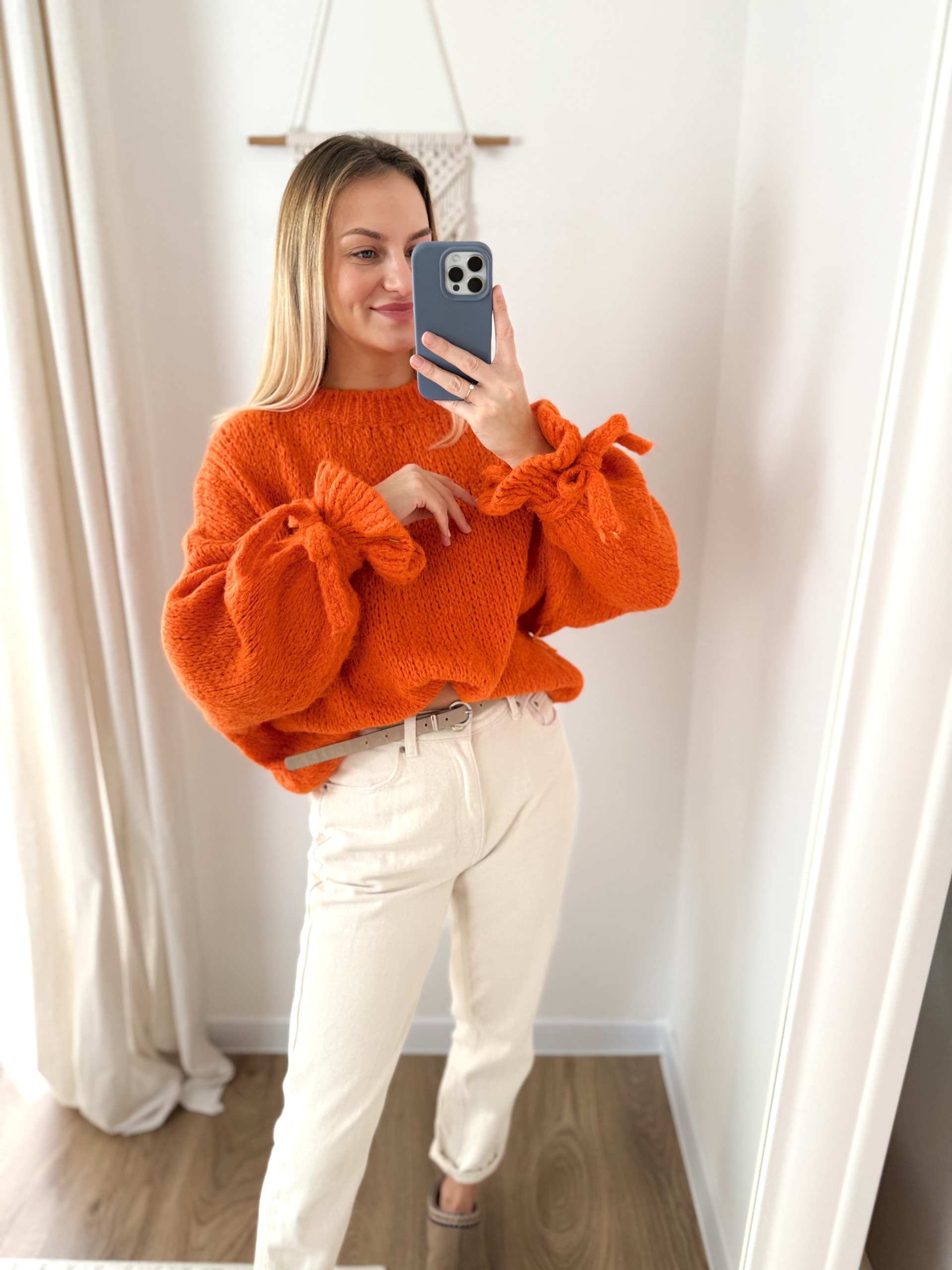 Sweter wiązany pomarańcz
