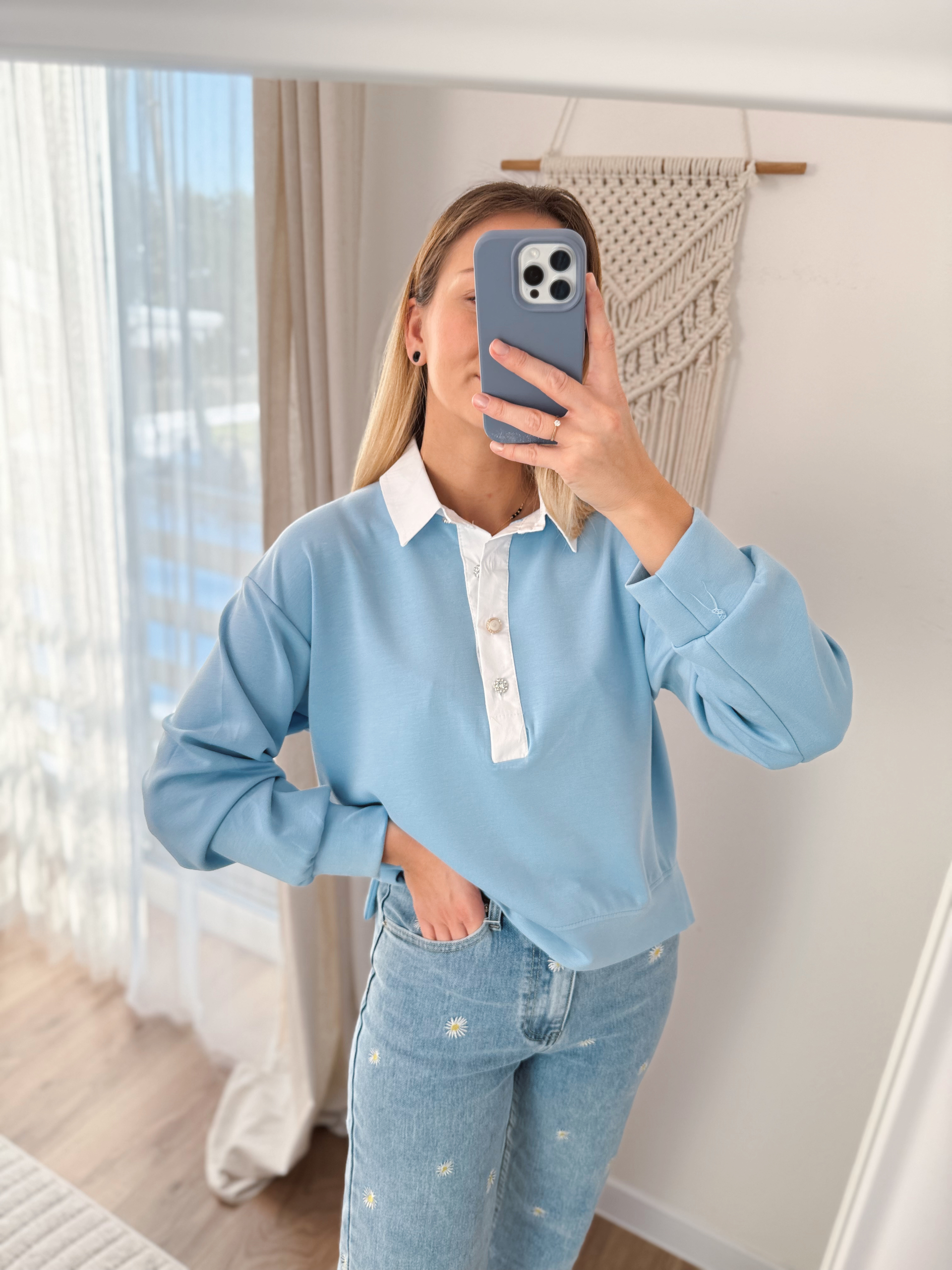 Bluza polo błękitna